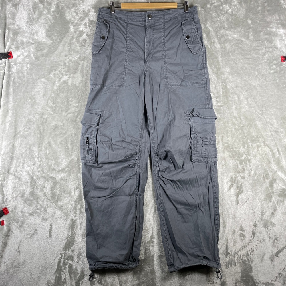 Abercrombie & Fitch Cargo Pants Mens L Gray Elastic Waist Drawstring Hem Pocket